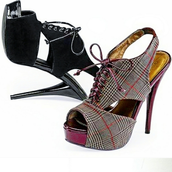 🔴 FINAL OFFER - COLIN STUART VS Burgundy Plaid Bootie Work Heels - Picture 6 of 6